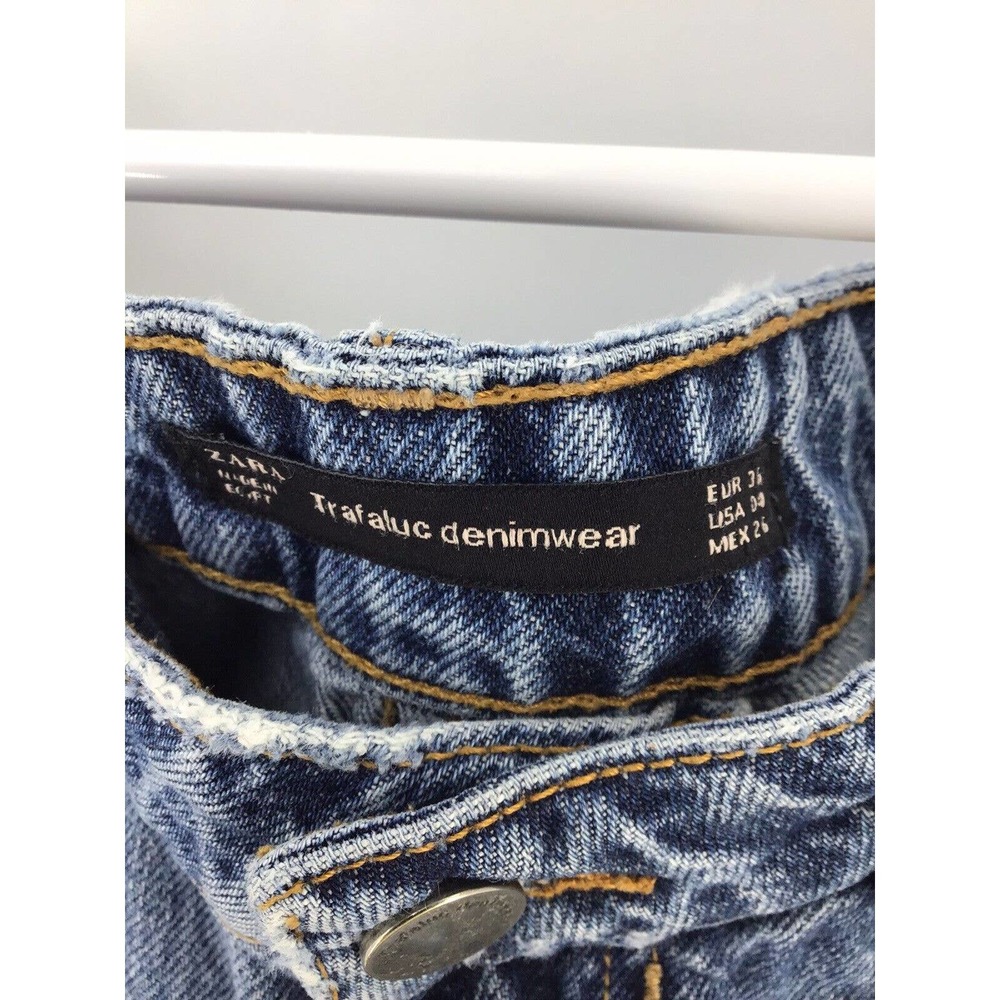 Zara Womens Size 4 Blue Denim Jean Cut Off Shorts Distressed - Picture 13 of 15